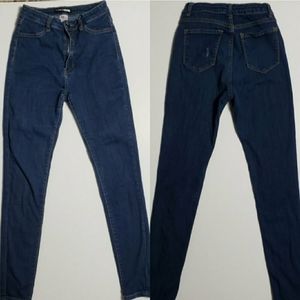 Fashion Nova High Waist Skinny Jeans Junior's 5 Dark Wash Jeggings